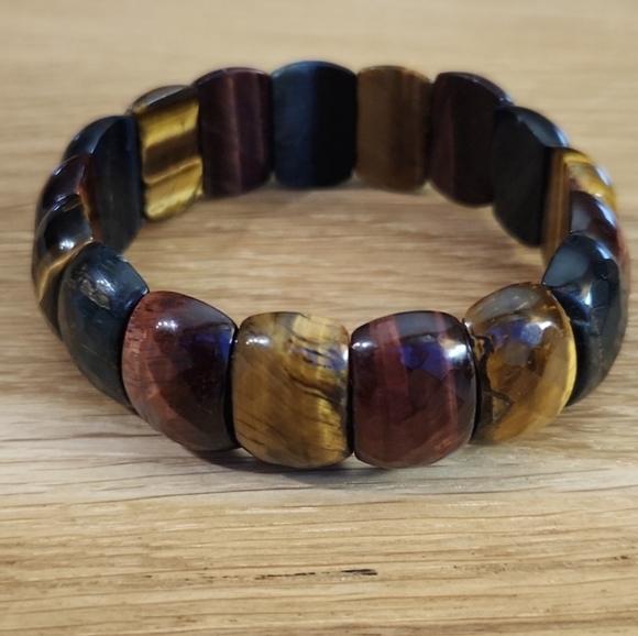 Hand Crafted Jewelry - Multi Color Tiger Eye Gemstone Beads Bracelet